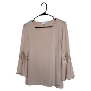 Calvin Klein Women's blush pink  Bell Sleeve Top